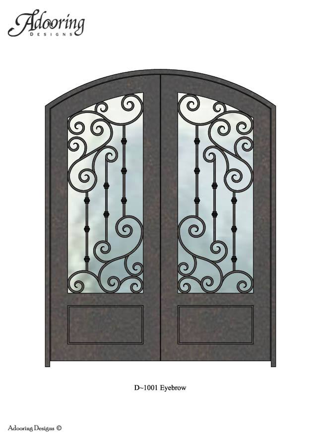 Eyebrow top iron door with intricate design