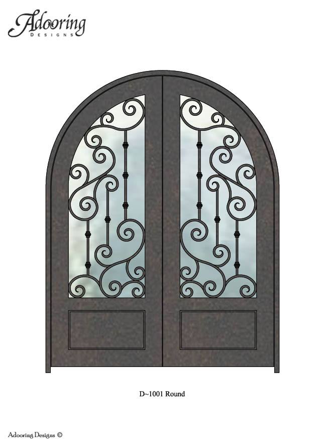 Large round top iron double doors