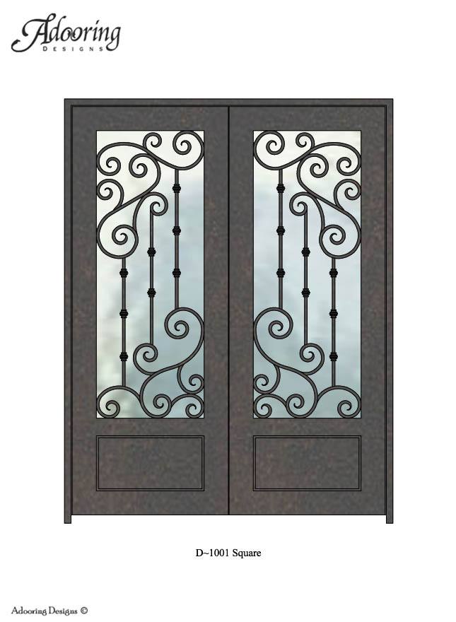 Unique ironwork double doors with square top