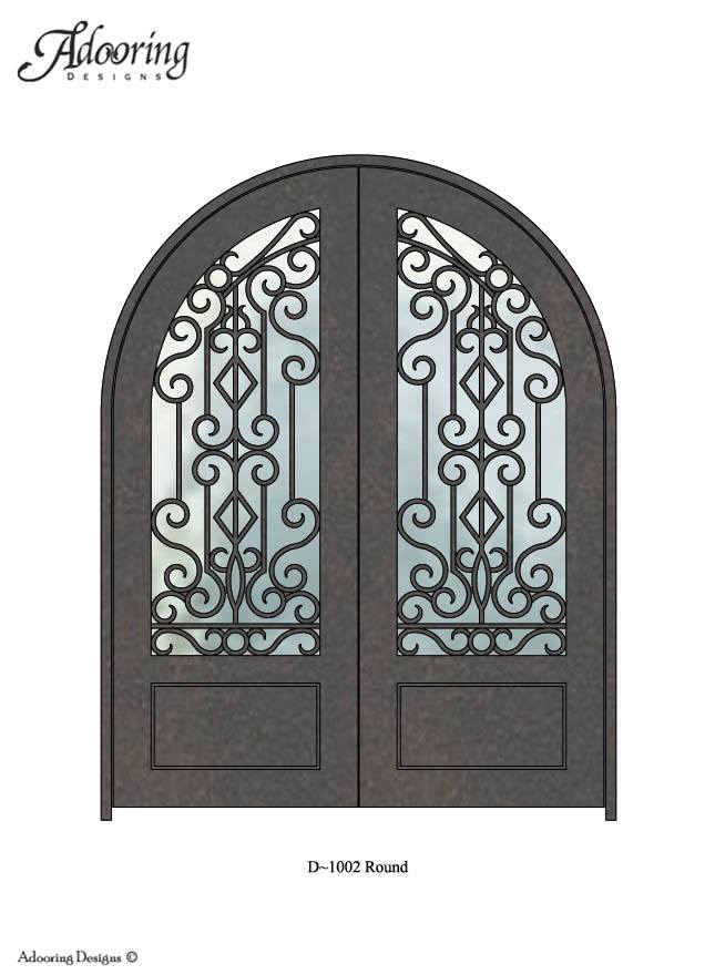 Round top iron door with intricate design