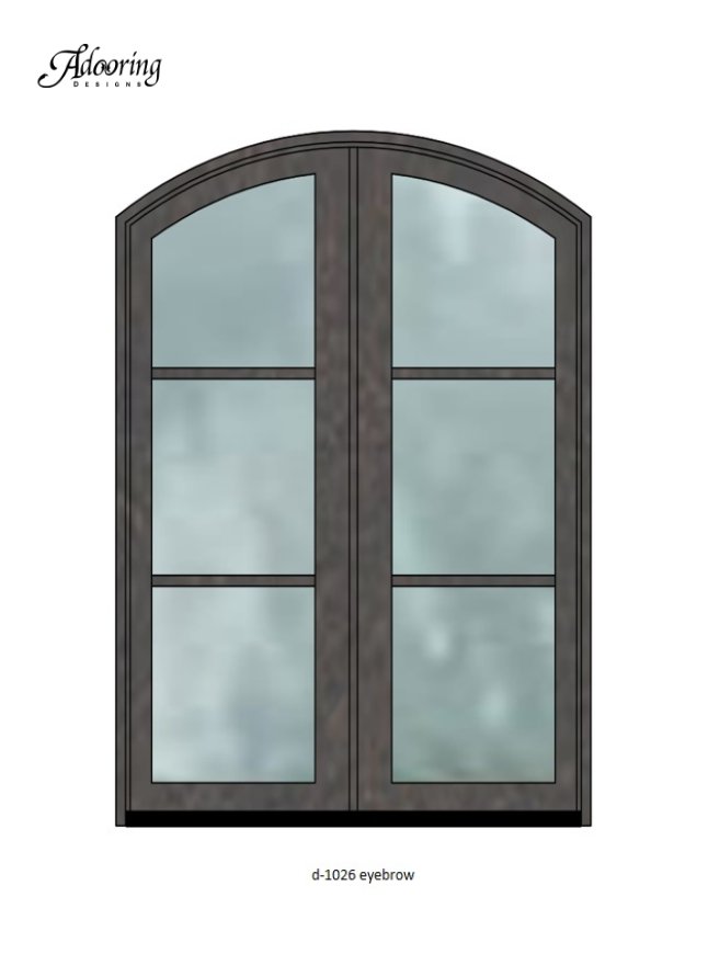 Modern ironwork double door with eyebrow top