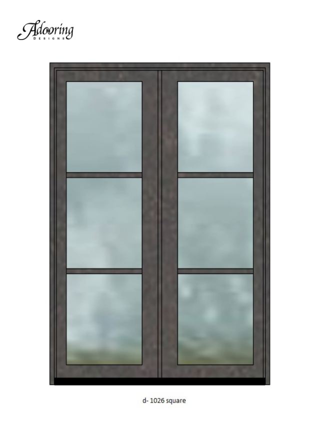 Large modern square top iron doors with three large windows