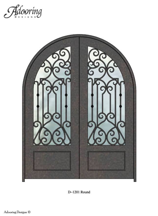 Intricate custom iron door with round top