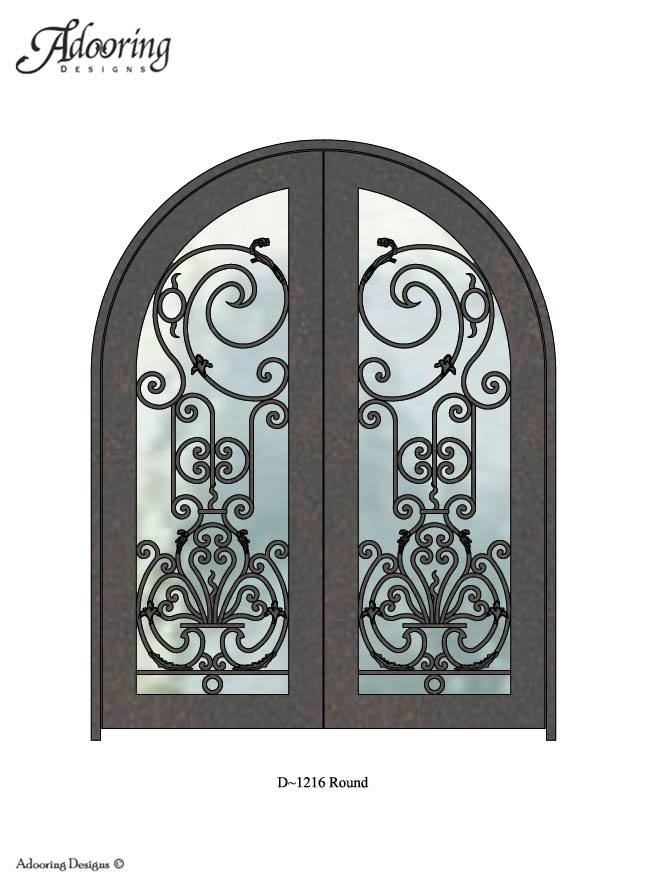 Intricate custom round top double doors