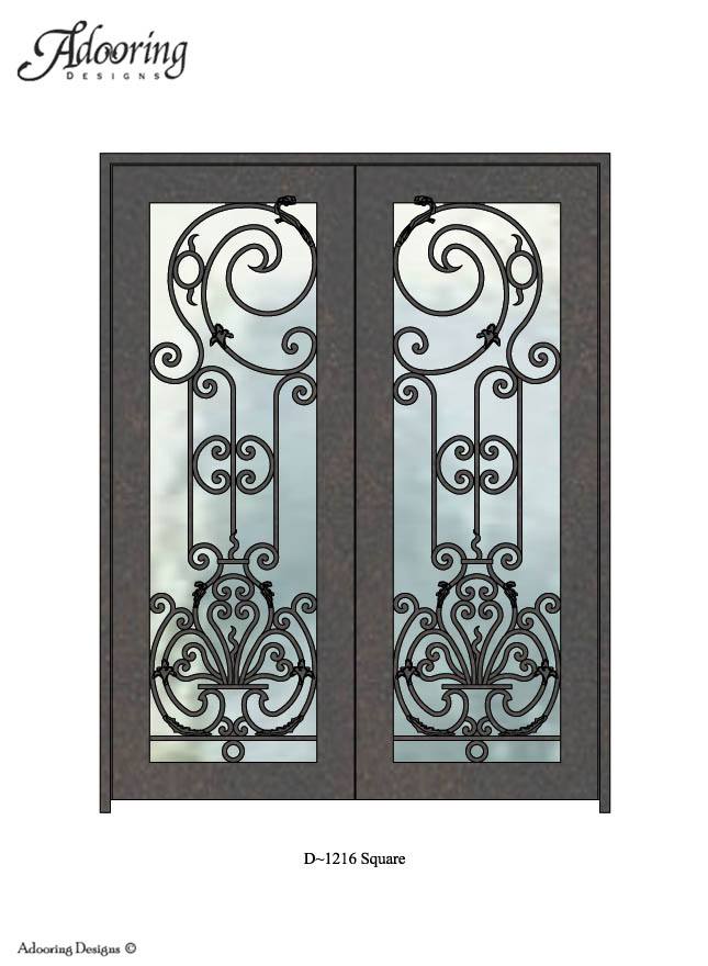 Square top door with unique ironwork design