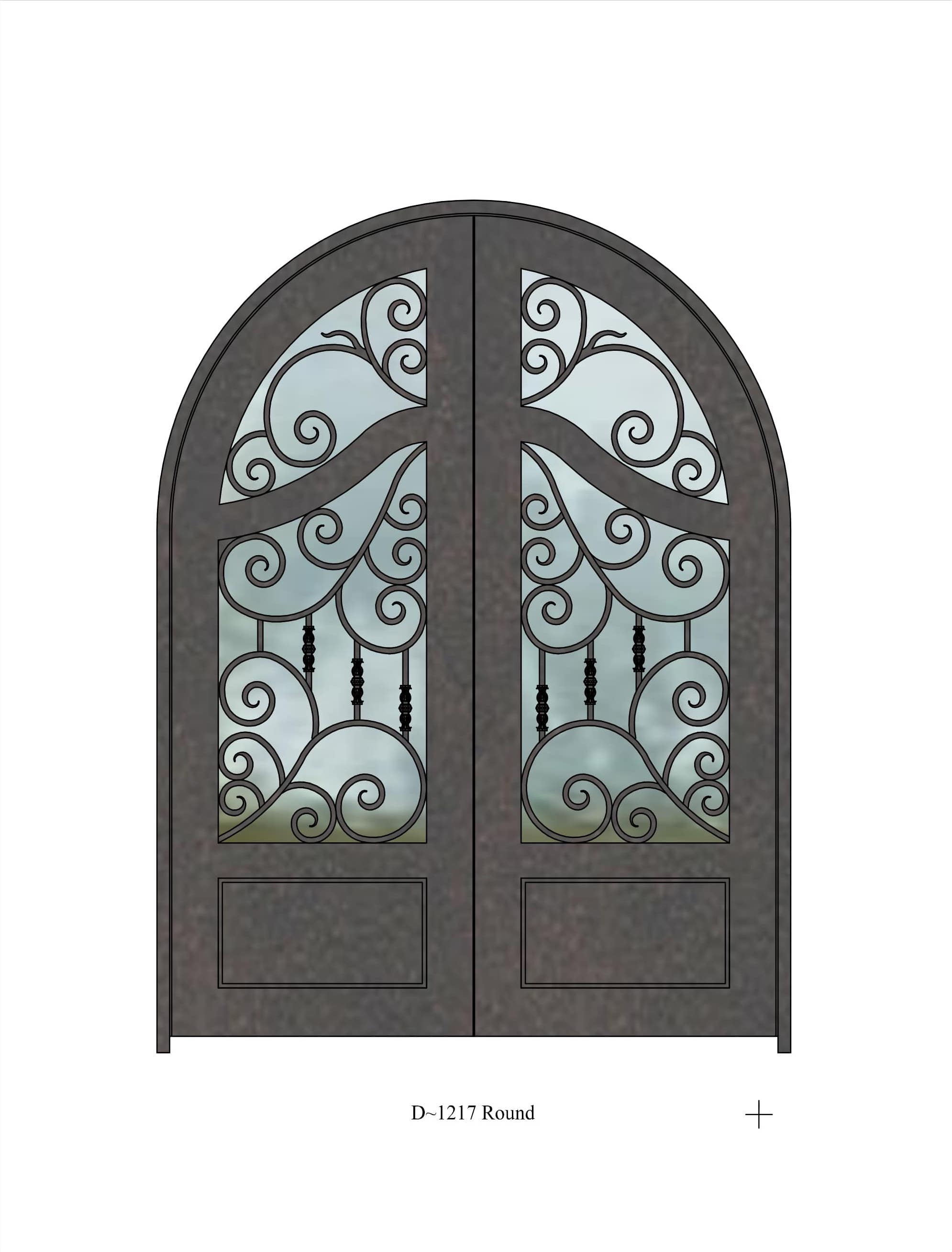 Round top glass and iron double doors