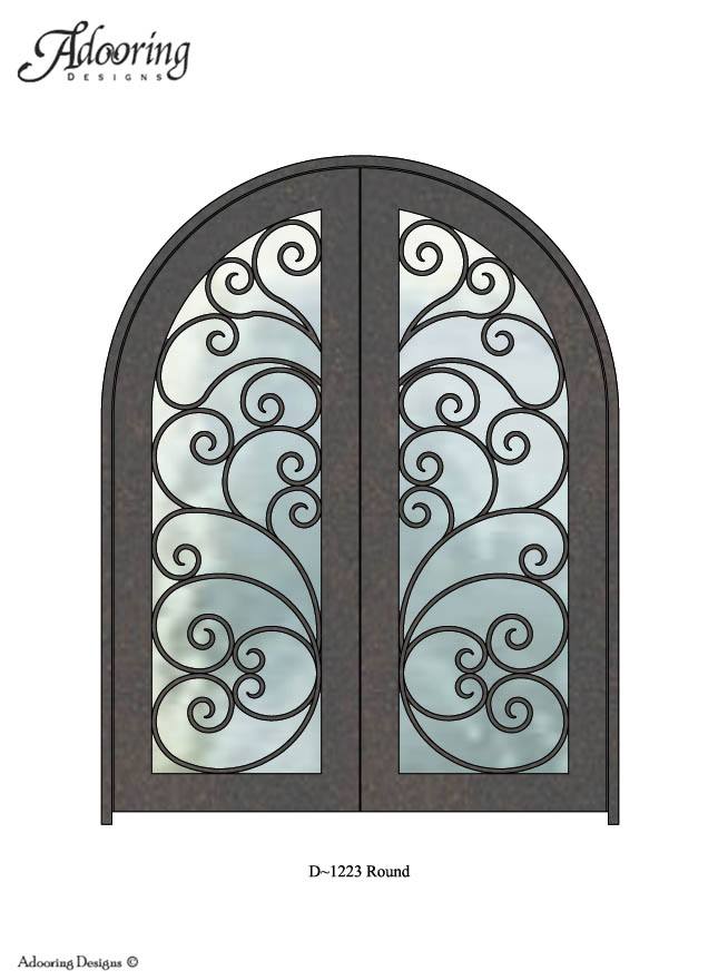 Intricate ironwork pattern double doors