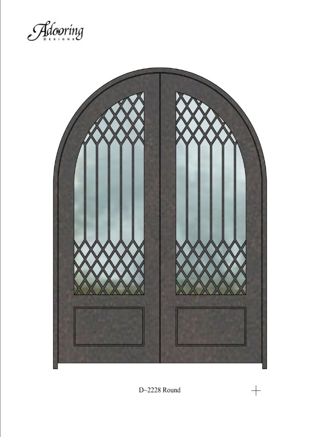 Iron and glass round top double doors