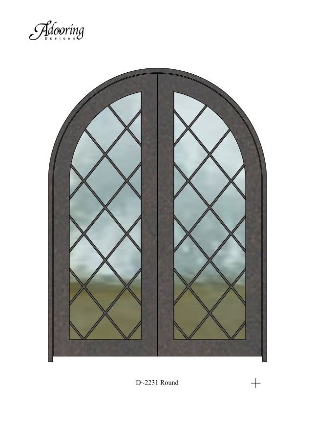 Custom ironwork double doors with round top