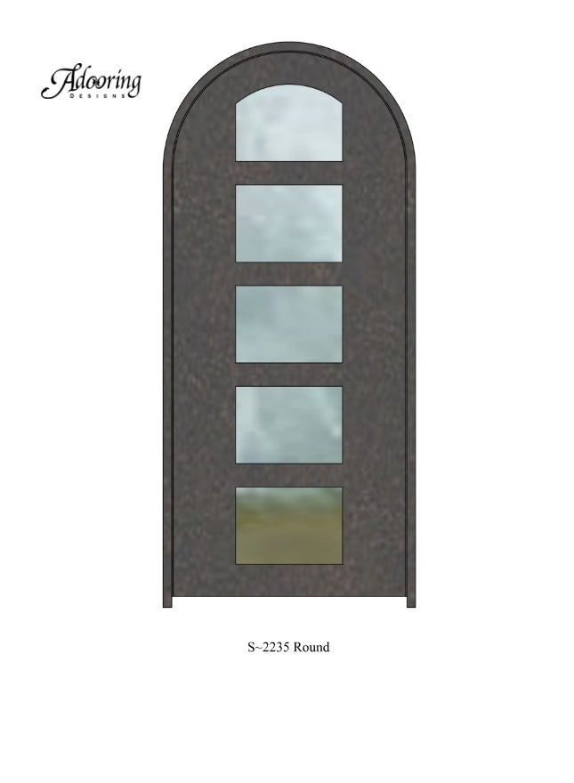 Round top iron door with intricate design