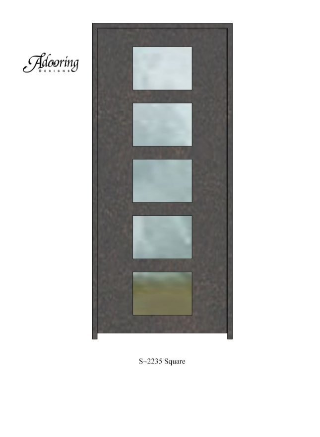 Square top iron door with complex design