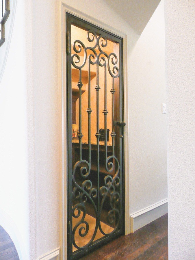 Pewter finish iron gate