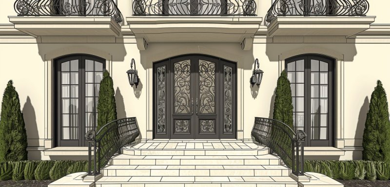 grand wrought-iron doors