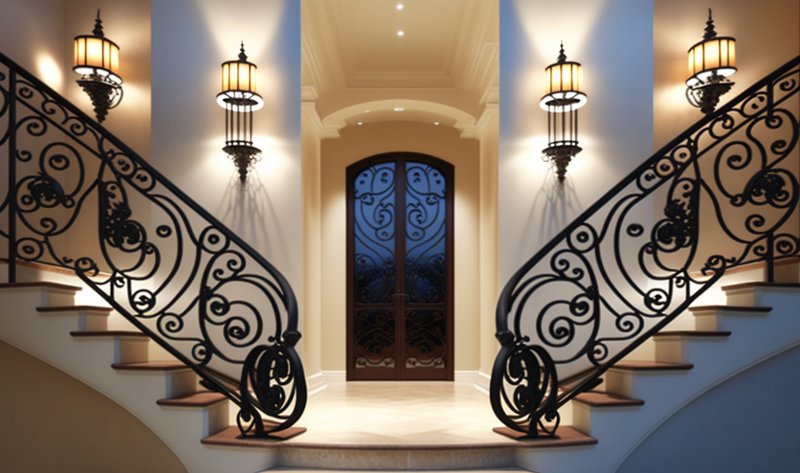 wrought iron doors and banisters